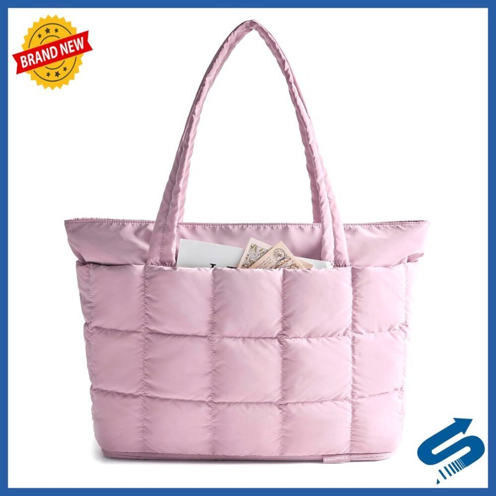 Expandable Puffer Tote Bag, Water-Resistant Travel Gym Work Handbag